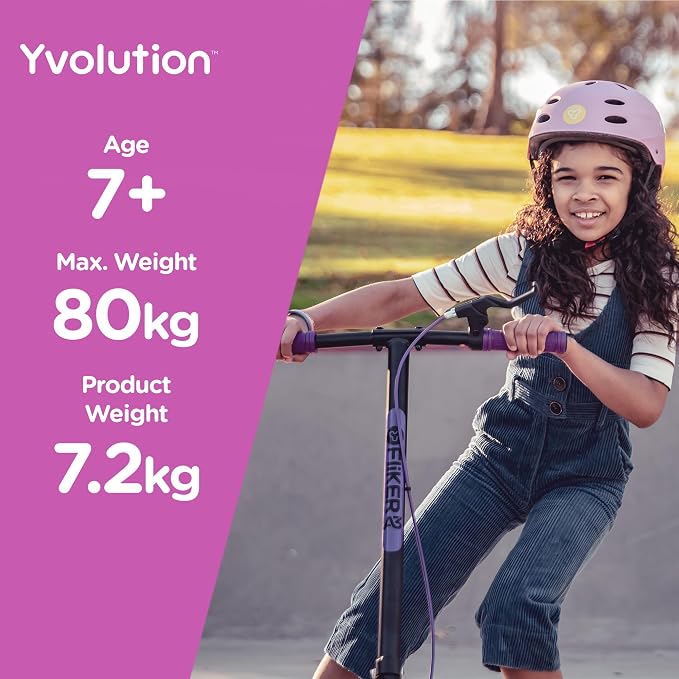 Yvolution Fliker A3 Drift Scooter, 3 Wheels Kids Wiggle Scooter, Foldable, Handbrake, Caster Wheels, for Boys and Girls Aged 7+ Years Old, Max Weight 175lbs