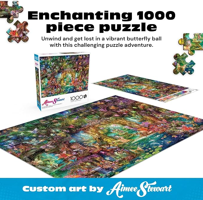 Buffalo Games - Aimee Stewart The Butterfly Ball 1000 Piece Jigsaw Puzzle, Made in USA, Premium Recycled Board, Reference Diagram