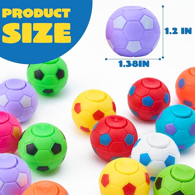 JOYIN 72 Pack Soccer Fidget Spinners for Kids, Soccer Party Favors, Fidget Toys Bulk, Stress Balls, Goodie Bag Stuffers for Birthday Party, Treasure Box for Classroom