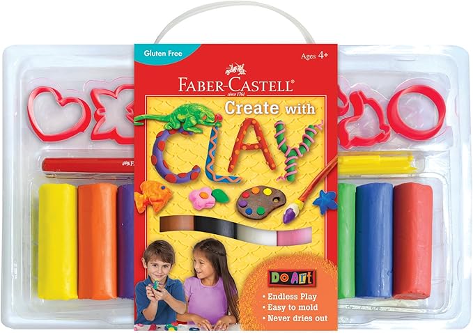Faber-Castell Do Art Create with Clay - Modeling Clay Set for Kids - Soft Clay, Never Dries Out