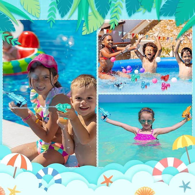 Threan 100 Pack Water Gun for Kids Mini Water Gun Toy Colors Plastic Squirt Pistol Small Fun for Adults Teens Summer Pool Beach Party Favor Outdoor Game Bath Birthday(Cute)