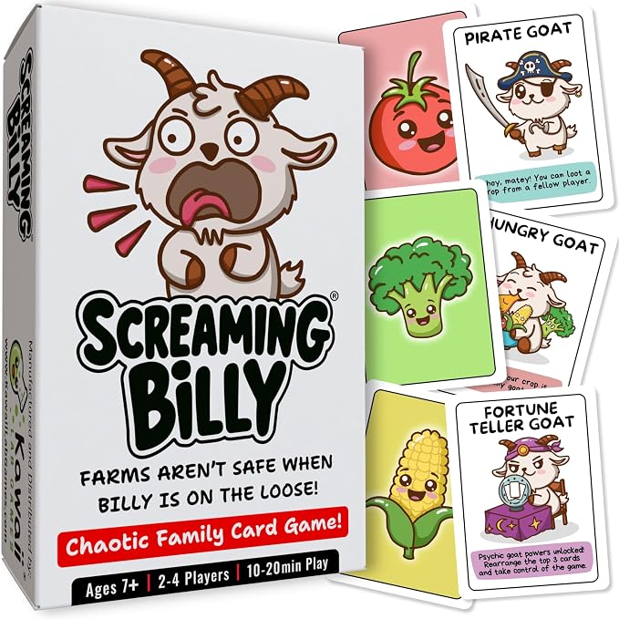Screaming Billy Goat Family Card Game for Kids, Teens & Adults | Quick & Easy Game Night Fun | Set Collection Card Game with Surprise Twists and Slap Moments | Ages 7+ | 2-4 Players | 10-15 Min