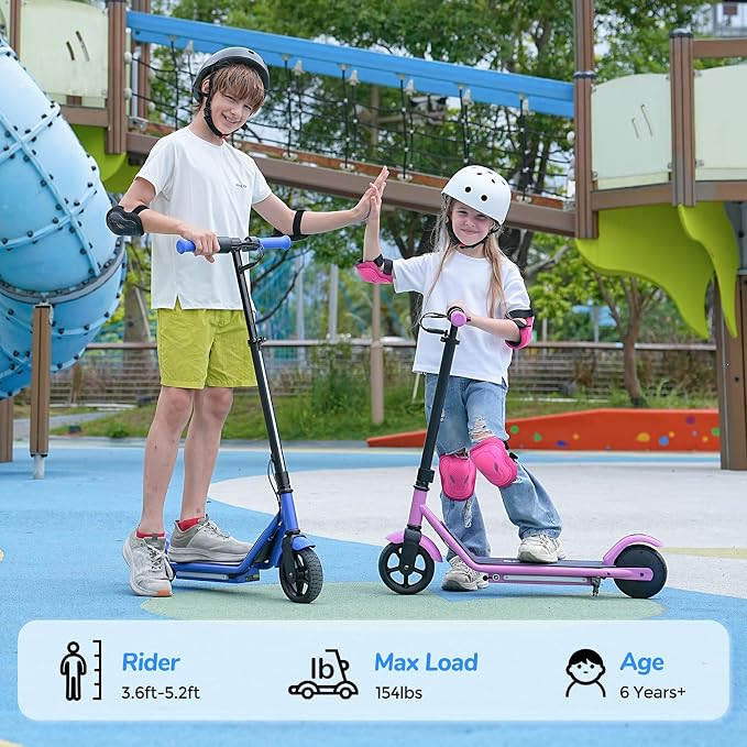 iScooter IK3 Serious Electric Scooter for Kids Aged 6-12, 3/6/10MPH Speed, Dual Brake System, 3 Heights (IK3Pro), Magnetic Charging, Colorful Lights, LED Display, 150W Motor Kids Scooter
