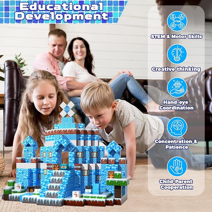 GraceDuck Magnetic Blocks - 100PCS Magnetic Blocks Build Ice Castle - Magnetics Toys for Montessori Toddler Easter Christmas Birthday Gifts - STEM Sensory Toys for 3 4 5 6 7 8 9 10 Year Old Girls