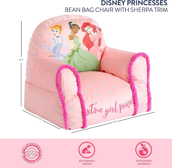 Disney Princess Bean Bag Sofa Chair - Large Size for Kids - Comfortable and Lightweight Plush Furniture - Perfect for Playrooms or Bedrooms