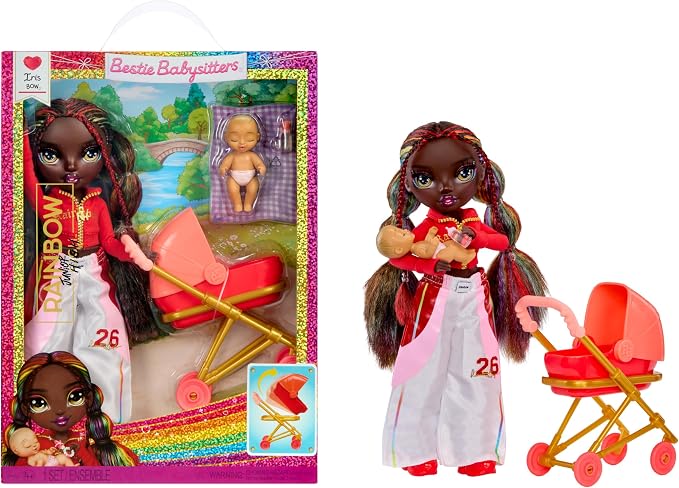 Rainbow High Jr. High Bestie Babysitters – Iris Bow, 9” Fashion Doll