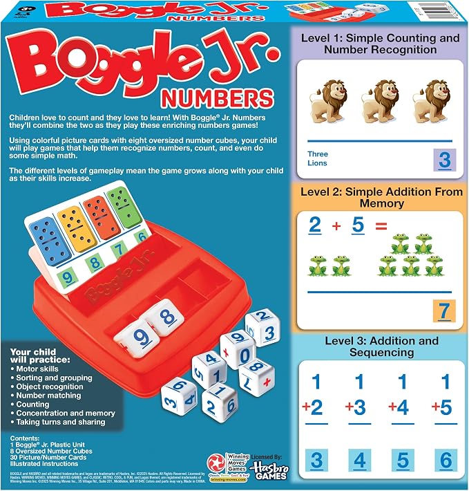 Winning Moves Boggle Jr Numbers, Kids Learning Number Game | The Original Grow-With-Me, Math, Counting and Number Recognition