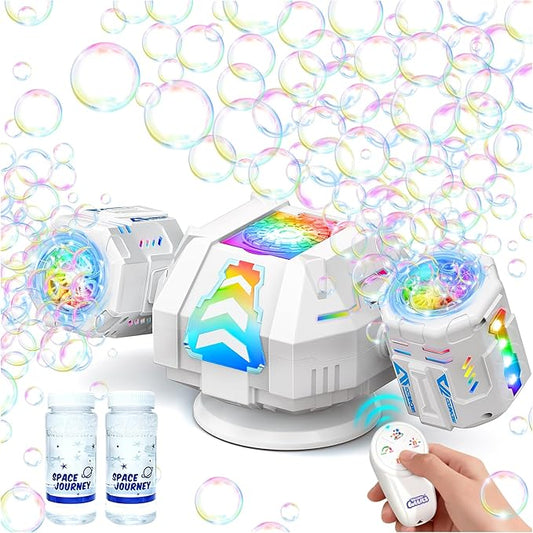 2026 RC Bubble Machine, 30000+ Big Bubbles Automatic Bubble Maker, Rechargeable Bubble Blower with 360° Rotation, 9 Lights & 2 Speeds, Outdoor Bubble Toys Gifts for Kids, Weddings, Birthday Parties
