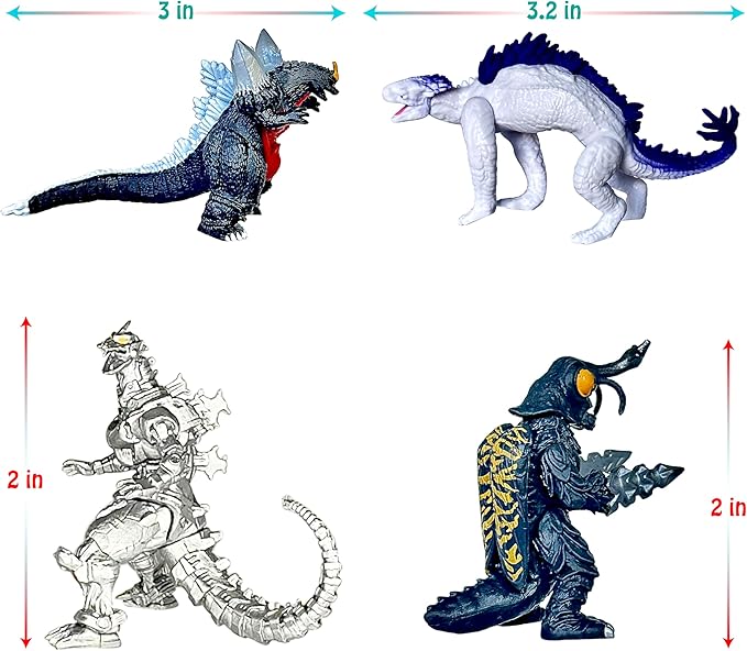 TwCare Set of 23 Monster x Kong: The New Empire,Mini Dinosaur Dragon Toys Action Figures, Evolved Basic Exquisite Battle Roar B.E.A.S.T. Glove Shimo Frost Bite Mecha King Ghidorah Cake Toppers Pack