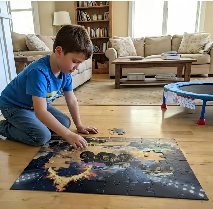 Monster Truck Rally Jumbo Floor Puzzle for Kids - 48 Large Pieces, 3ft x 2ft - Toddler Puzzles, Preschool Learning Toys, Big Piece Floor Puzzles for Kids, Ring of Fire - Tot Dojo