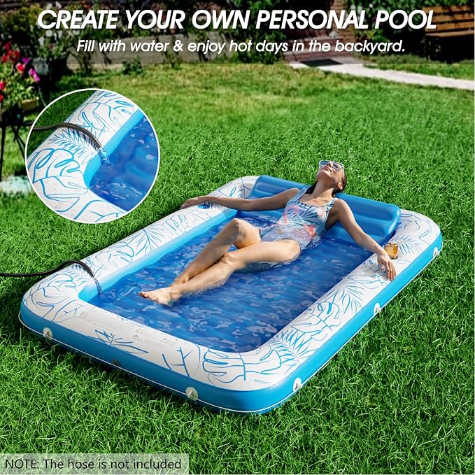 Inflatable Tanning Pool Lounger Float - Jasonwell 4 in 1 Sun Tan Tub Sunbathing Lounge Raft Floatie Toys Water Filled Bed Mat Pad for Kids Adult Blow Up Kiddie Ball Pit Pool (XL)