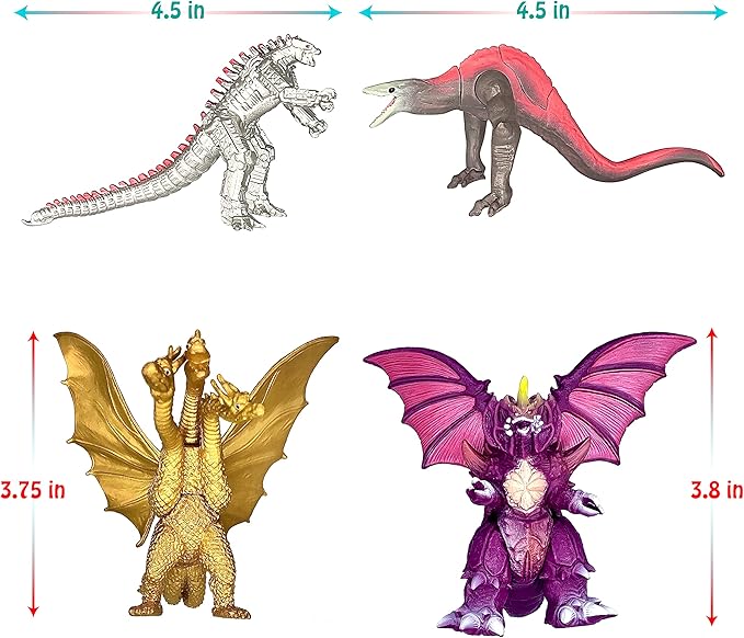 TwCare Set of 10 Dinosaur vs Kong Dinosaur Dragon Toys Movable Joint Action Figures, King of The Monsters Shin Ultima Gamera Mecha MechaGodzilla Ghidorah Skull Crawler Destoroyah Cake Toppers Pack