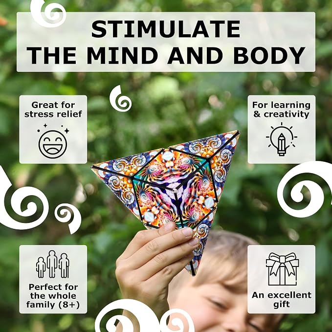Shashibo Sensory Fidget Toy for Adults & Kids, Stress Relief Fidget Toy for Adults, Teens & Kids, Cool Fidget Toys for Desk, Classroom Must Have, Sensory Shape Shifting Cube, 100+ Possible Shapes
