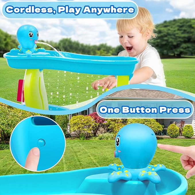 Intoypad Water Table Pump, Octopus Battery Powered Water Pump for Water Table 3 Hours Non-Stop Fun Summer Outdoor Water Toys Outside Water Play Table Accessories for Toddlers Kids (Blue)