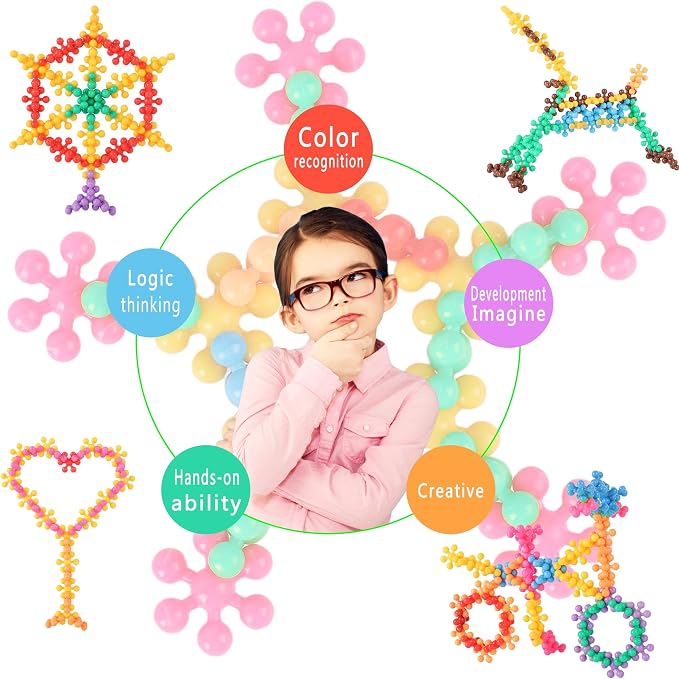 TOMYOU 300 Pcs Building Blocks Kids STEM Toys Educational Sets Interlocking Plastic for Preschool Boys and Girls Aged 3+, Safe Material Creativity