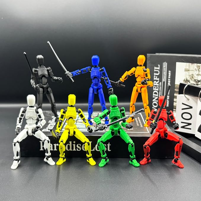 EIMONEY 5PCS Assembly Completed T 13 Action Figure 3D Printed Multi-Jointed Movable,Lucky 13 Action Figures,Multi-Articular Dummy 13 Action Figures,Desktop Decorations,Creative Gifts (5 Colors)