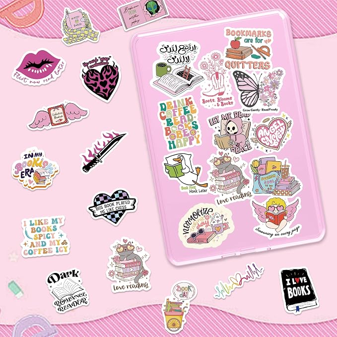 QTL Bookish Stickers for Readers, BookTok Party Supplies, Waterproof Vinyl Stickers for Kindle and Laptop, 80PCS