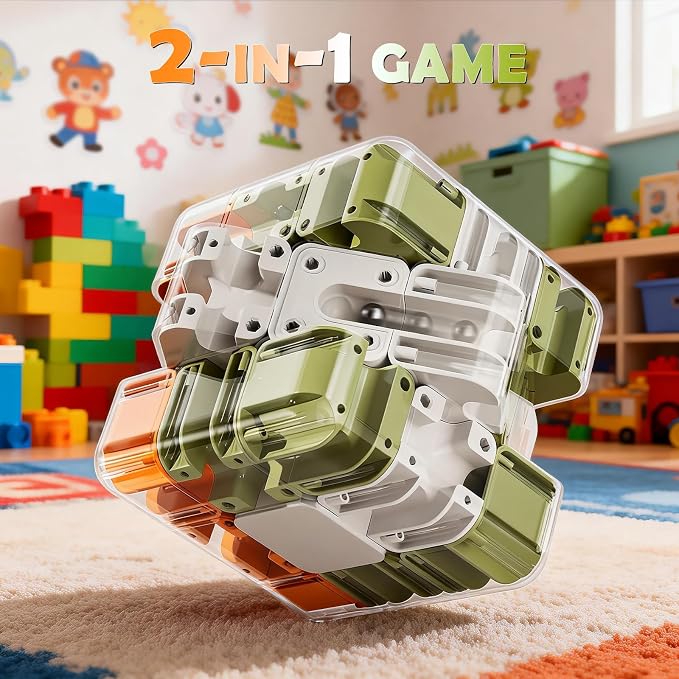 3D Labyrinth Puzzle Maze Cube - 3D Cube Puzzle for Kids 5-8 8-12, Improve Spatial Recognition and Cultivate Logical Thinking, Portable Brain Teaser for Kids & Adults (Ages 5+)‌ Boys & Girls Gifts