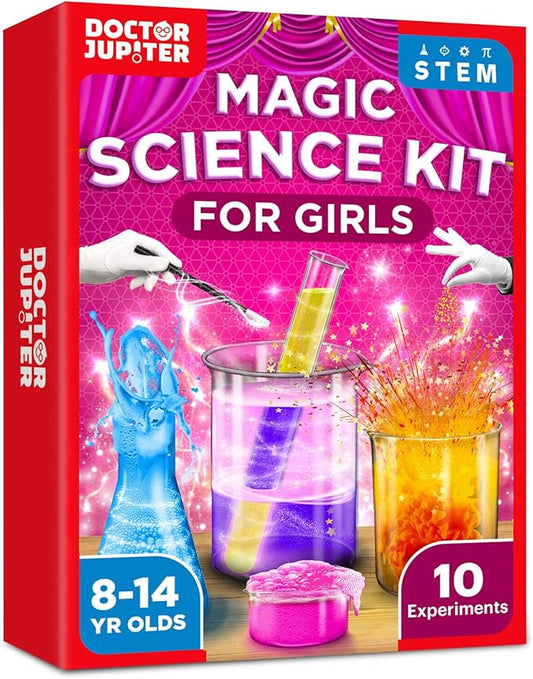 Doctor Jupiter Magic Science Kit, Chemistry Set for Kids Ages 8-10-12-14 | Birthday Gift Ideas for 8+ Boys and Girls | Toy STEM Kit with 10 Science Experiments, Magic Tricks