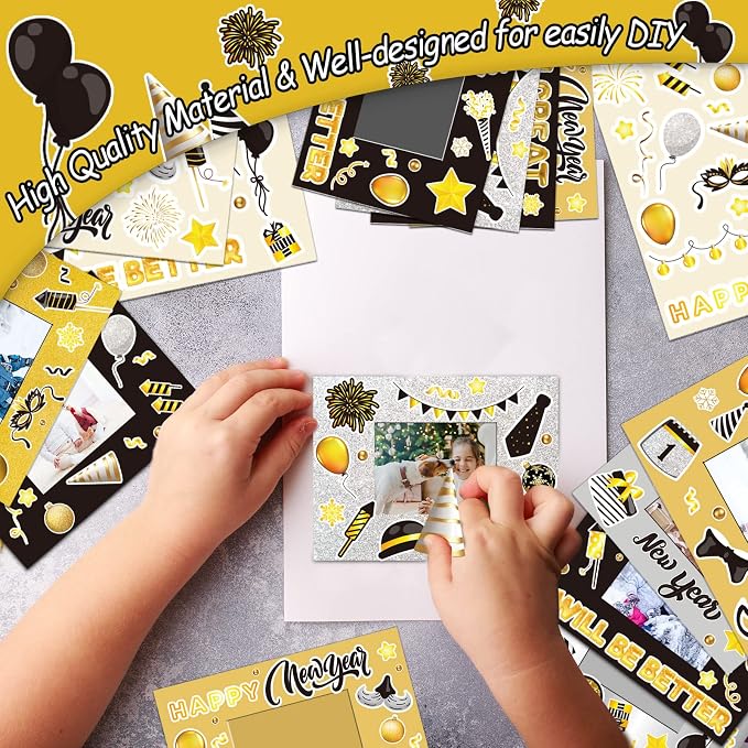 chiazllta 30 Packs Happy New Year Craft Kits for, 2026 New Year Picture Frame DIY Craft Art New Year Party Favor Decor Home Game Activities