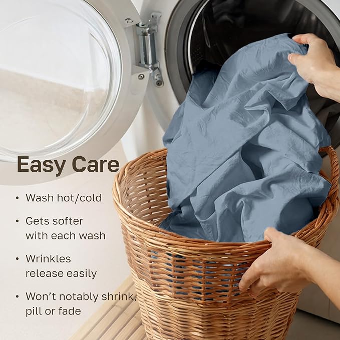 California Design Den Bed Sheets Queen Size - Soft 100% Percale Sheets Queen with Deep Pockets, Crisp Percale, Breathable and Durable Bedding Set - Blue Hydrangea