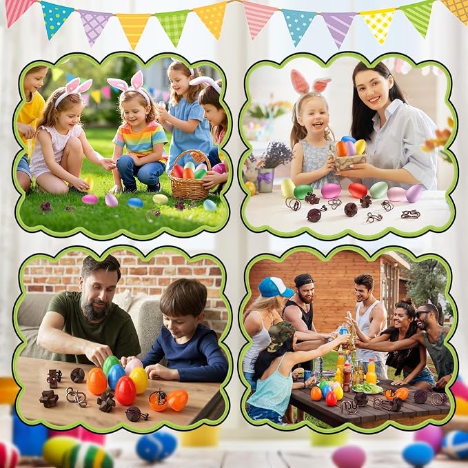 16 Pack Easter Eggs Filled with Brain Teaser Puzzles, Easters Egg Stuffers for Kids Teens Boys Girls, Easter Basket Stuffers for Kids Teens Adults, Eggs Fillers Hunt Game, Classroom Prize Supplies