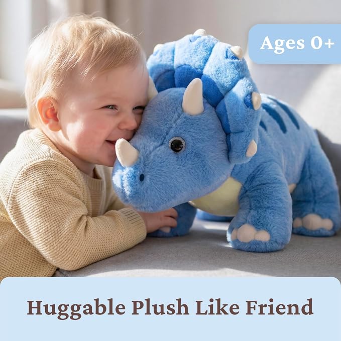 IKASA Triceratops Dinosaur Stuffed Animal Plush Toy,18" Soft Big Large Toys,Cute Fluffy Plushy,Gifts for Kids Girls Boys