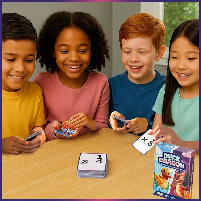 Ducks vs Dragons Multiplication Game - Math Games for Kids 8-12 - Fun Card Game for Learning Times Tables 0-12 - Math Facts Games for 3rd 4th 5th Grade