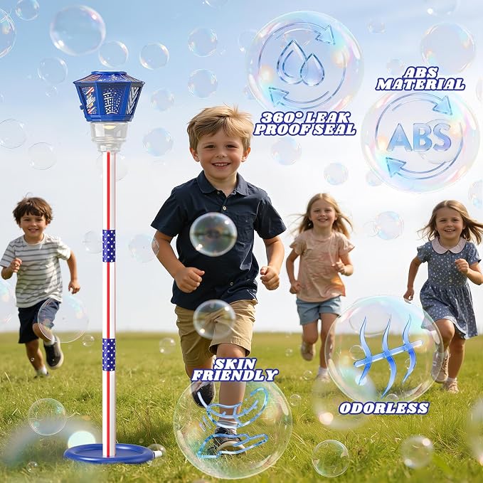 Bubble Machine for Kids Bubble Blower Maker with Lights and Music Automatic Bubble Stand Machine for Parties Birthday Wedding Toddlers Kid Summer Outdoor Toys (Blue)