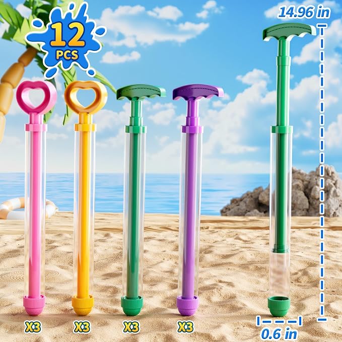 12 Pack Water Blaster Squirt Gun for Kids, Water Squirter Water Gun Bulk for Kids Ages 3-5, Spray Water Soaker Toys for Pool Party Outdoor Summer Water Games