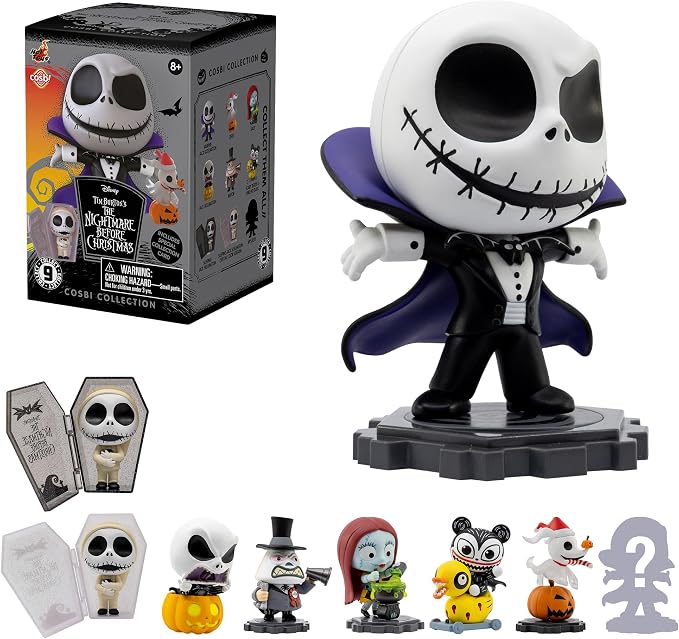 YuMe The Nightmare Before Christmas Blind Box Collectibles, 8 Pack Set | Cosbi Collection Series 2 Figures | Official Tim Burton Disney Merchandise | Surprise Toy Gifts for Kids & Adults