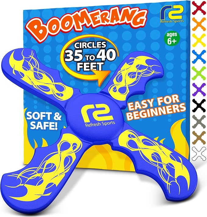 Fun Boomerang for Kids - Soft & Easy to Use - Outdoor Toys for Kids or Adults - Best Gifts for 6 7 8 9 10 Year Old Boys & Girls + 2026 Top Toys for Boys Age 8-12 - Fun Outdoor Toy for Boy Gift Ideas