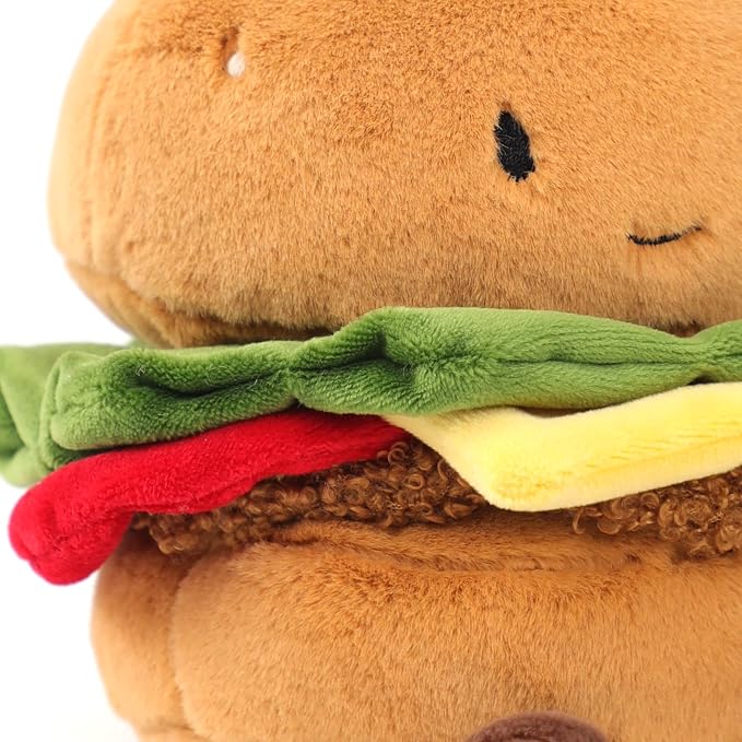 RECUR Hamburger Stuffed Animals Toy,Soft Food Plush,Cute Plushie 8 Inches, Adorable Gift for All Ages