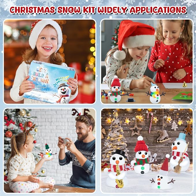 DSDFDS 12 Pack Christmas Craft - DIY Snowman Making Set for Kids, Creative Air Dry Modeling Clay, Build a Snowman Kit for Christmas Decorations Gifts Xmas Activities Holiday Favor Supplies