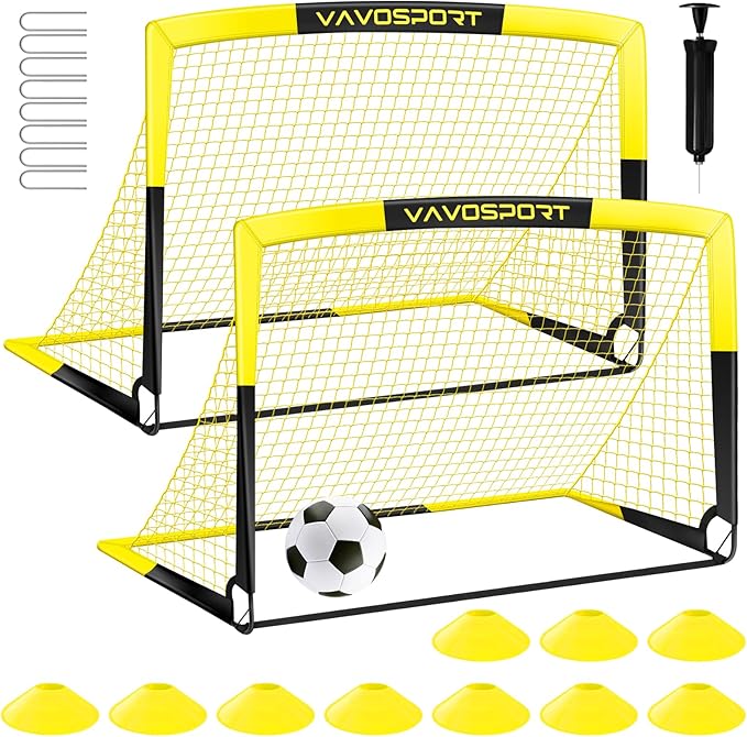 Kids Soccer Goals for Backyard Set - 2 of 4' x 3' Portable Soccer Goal Training Equipment, Pop Up Toddler Soccer Net with Soccer Ball, Soccer Set for Kids and Youth Outdoor Games, Sports, Play