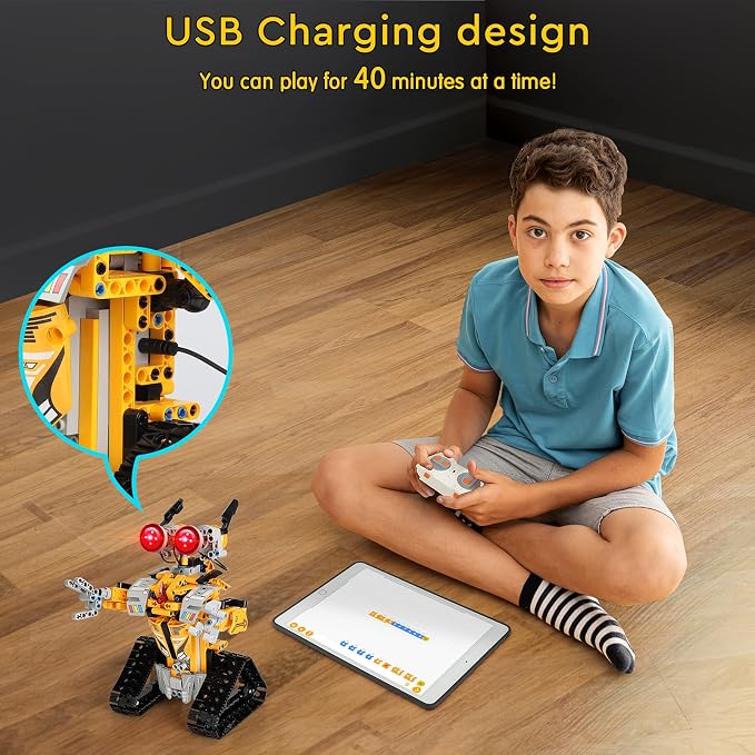 Sillbird Robot Building Kit with Remote Control STEM Gifts for Boys Age 8-13, Coding Buildable Robotic Toys for Kids Birthday with 468 Pieces