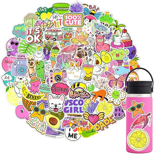 QTL 250pcs Cute Vinyl Stickers for Girls Stickers for Kids Teens Girls Easter Basket Stuffers Gifts Water Bottle Stickers for Hydroflask Waterproof