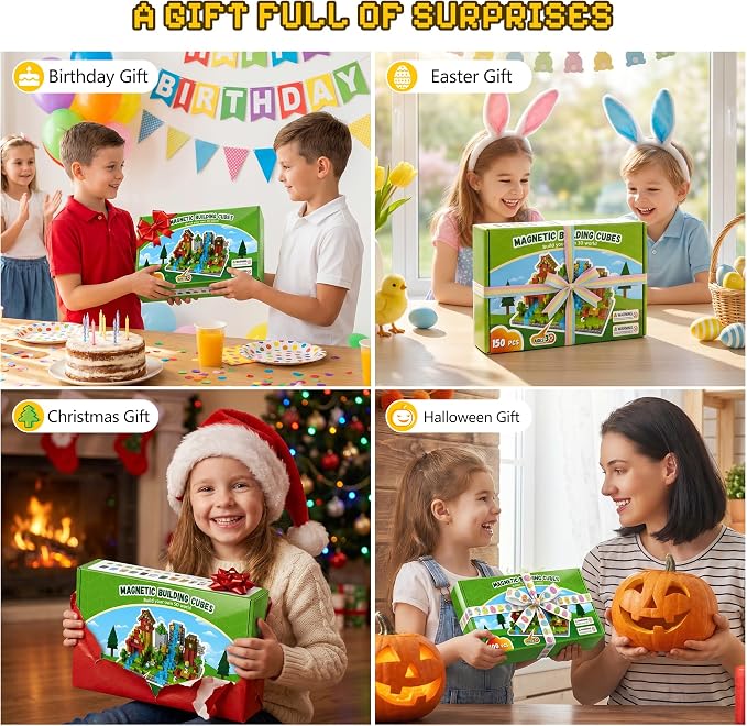 100PCS Magnetic Blocks, Magnetic Building Blocks, 0.98in Magnetic Building, STEM Game Stacking Toys for Kids, Birthday Gifts for Boys and Girls Age 3+ Years Old