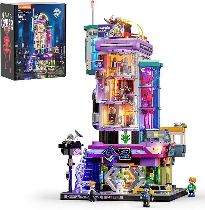 Lumibricks Cyber Couture Galleria Building Set - Cyberpunk Neon City Future Style Toy with Light Kit for Home Decor - Amazing Gift Idea for Boys & Girls, Adults & Sci-fi Lovers, 2701 Pcs