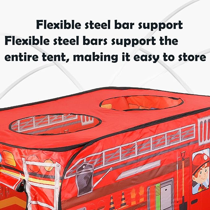 Pop Up Tent Kids: Fire Truck Tent, Pop - Up Playhouse Toy Suitable, Playhouse Toy Play Tents for Kids Aged 3+ Years Old Boys and Girls(Fire Truck)