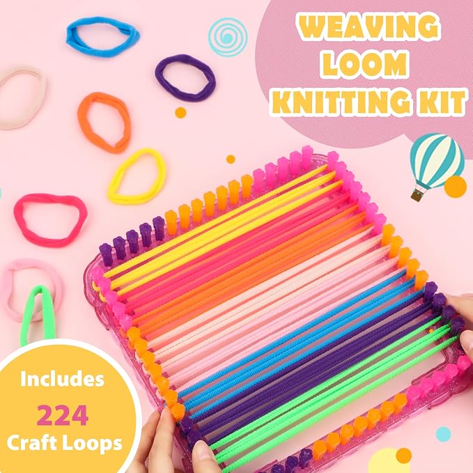 Weaving Loom Kit Toys Crafts Arts and Crafts for Girls Ages 6-8-12 Potholder Loops Toys for Girls and Adults - Knitting Loom Set Pot Holder Weaving Kits and Birthday Gifts for 7 9 10 11 Years Old
