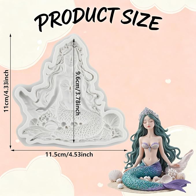 Mermaid Silicone Molds Mermaid Polymer Clay Mold for DIY Craft Epoxy Resin Casting Polymer Clay Tools Crafts Air Dry Jewelry Making