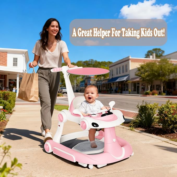 6-in-1 Foldable Baby Walker Activity Center Bouncer Rocker 6-18 Months