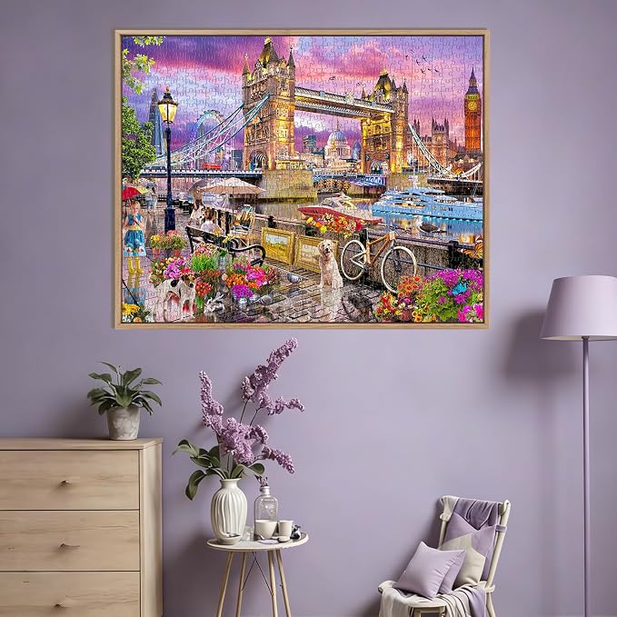 London Bridge Puzzles for Adults 1000 Pieces,Challenging Jigsaw Puzzles for Adults,Difficult Impossible Puzzle for Family Game Night,Recycled Paper Jigsaw Puzzle,Gifts for Boys Girls