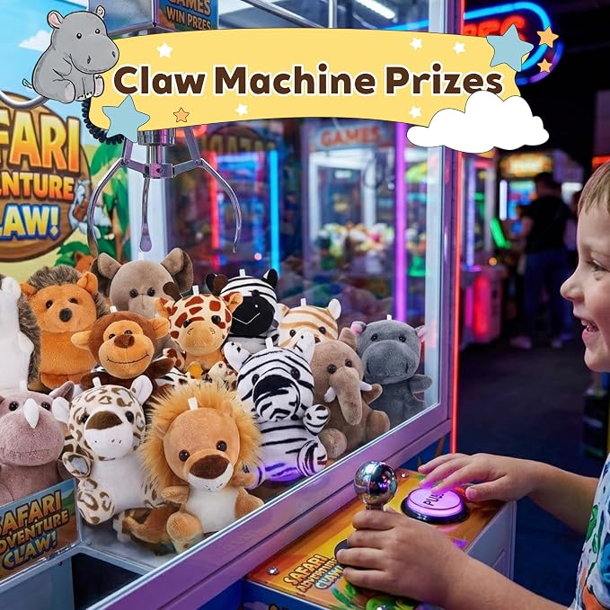 24 Pcs Small Stuffed Animals Bulk - 5 Inch Mini Plush Toys for Kids, Plush Keychain, Carnival Prizes, Claw Machine Prizes, Classroom Treasure Box, Pinata Stuffers, Baby Shower Decorations