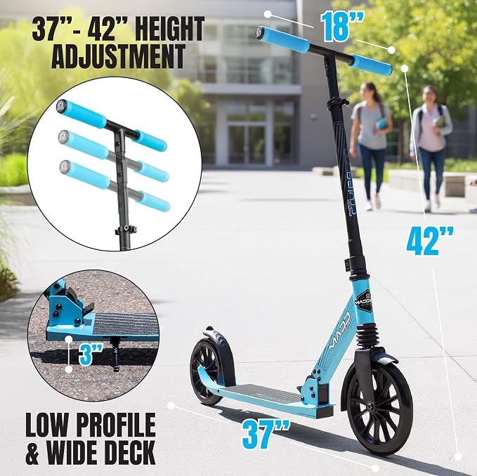 Kick Scooter for Kids, Teens & Adults - Lightweight Durable Frame, Smooth Ride, Sturdy Deck - Fun Rides for All Ages - Madd Gear