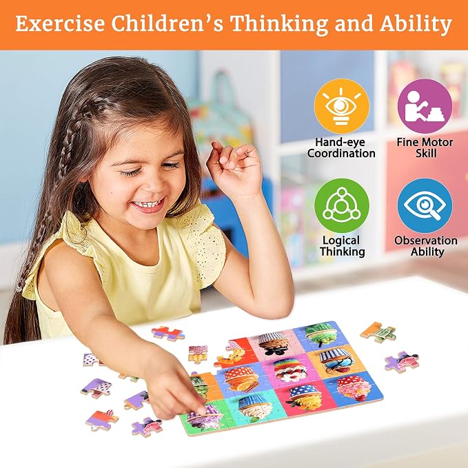 MZZOTOY Cupcake Puzzle for Kids Ages 4-8, 60 Pieces Jigsaw Puzzles for Kids Ages 3-5， Learning Educational Puzzles Toys Great Gift for Boys Girls in a Metal Box