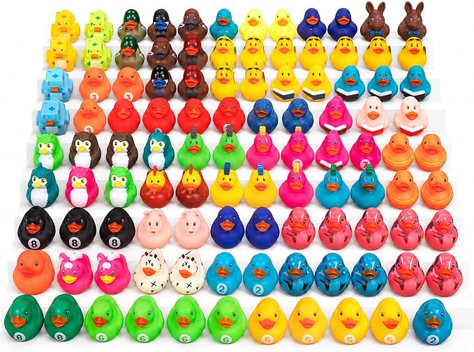 Kangaroo Mini Rubber Ducks Bulk Pack of 100 – Floating Baby Bath Toys for Kids - Classroom Rewards - Pool Party & Birthday Party Favors for Kid - Small Rubber Duck for Baskets Stuffers for Kids