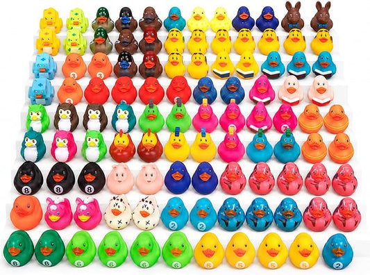 Kangaroo Mini Rubber Ducks Bulk Pack of 100 – Floating Baby Bath Toys for Kids - Classroom Rewards - Pool Party & Birthday Party Favors for Kid - Small Rubber Duck for Baskets Stuffers for Kids