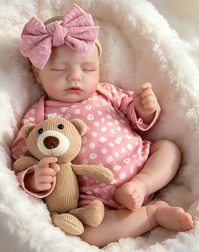 Aori Realistic Reborn Baby Doll - 20" Lifelike Newborn Girl with Weighted Cloth Body, Packed with Bottle, Pacifier & Outfit Set for Kids & Collectors